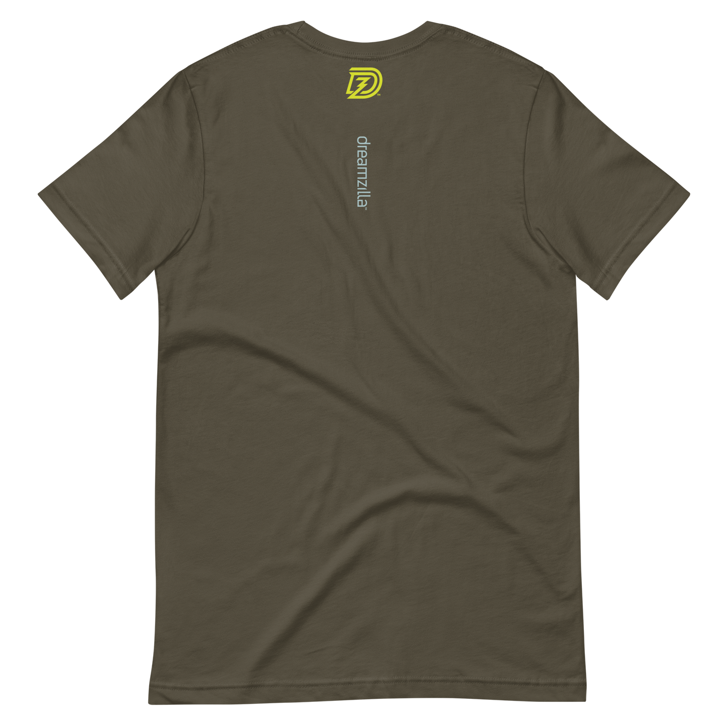 Back of Neurodiversity Rainbow Infinity Unisex Tee in Army