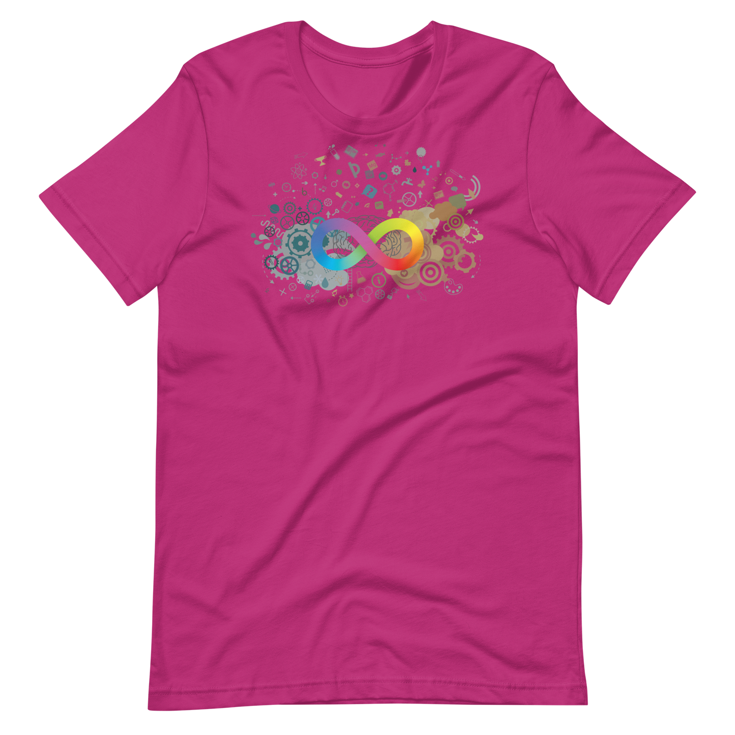 Neurodiversity Rainbow Infinity Unisex Tee in Berry