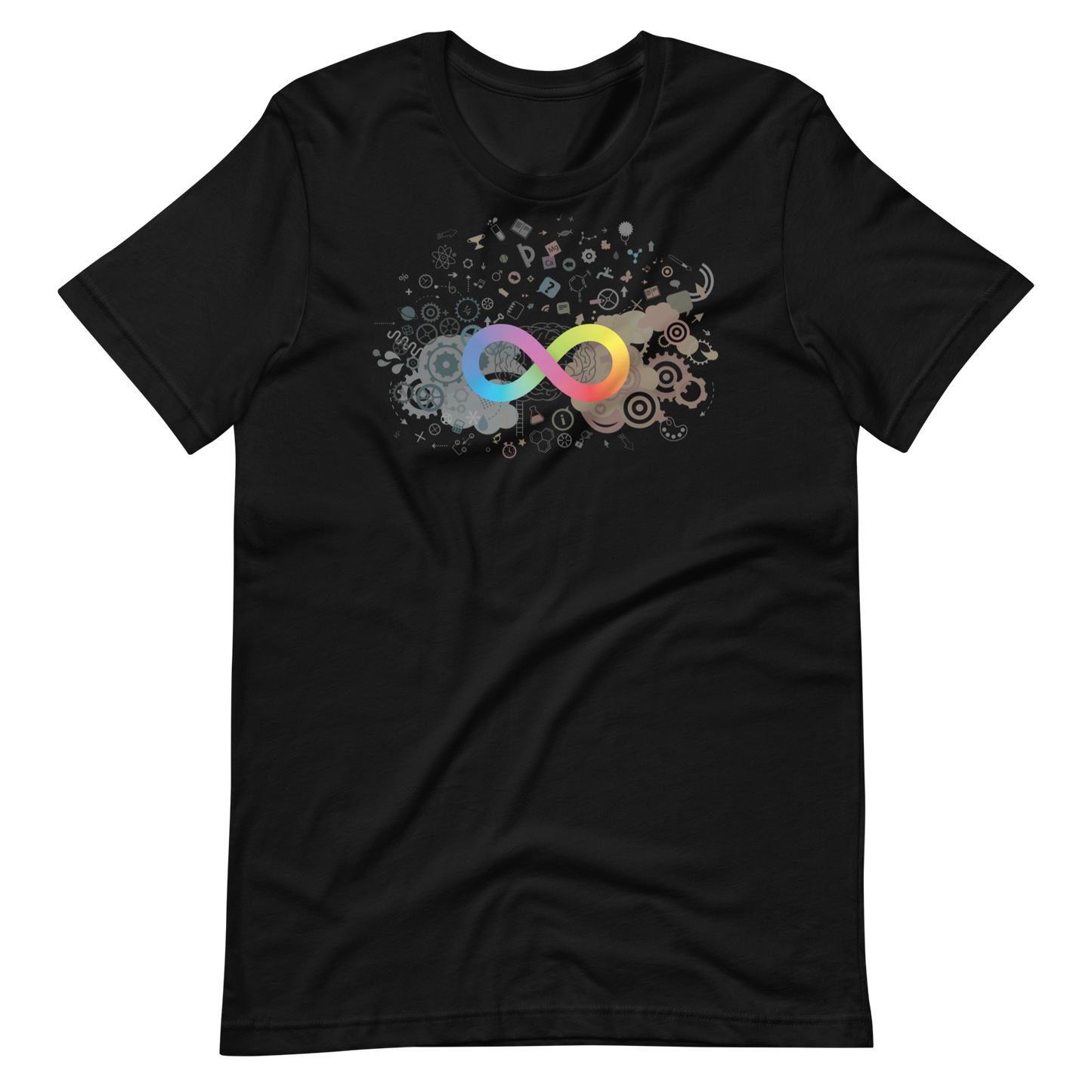 Neurodiversity Rainbow Infinity Unisex Tee in Black