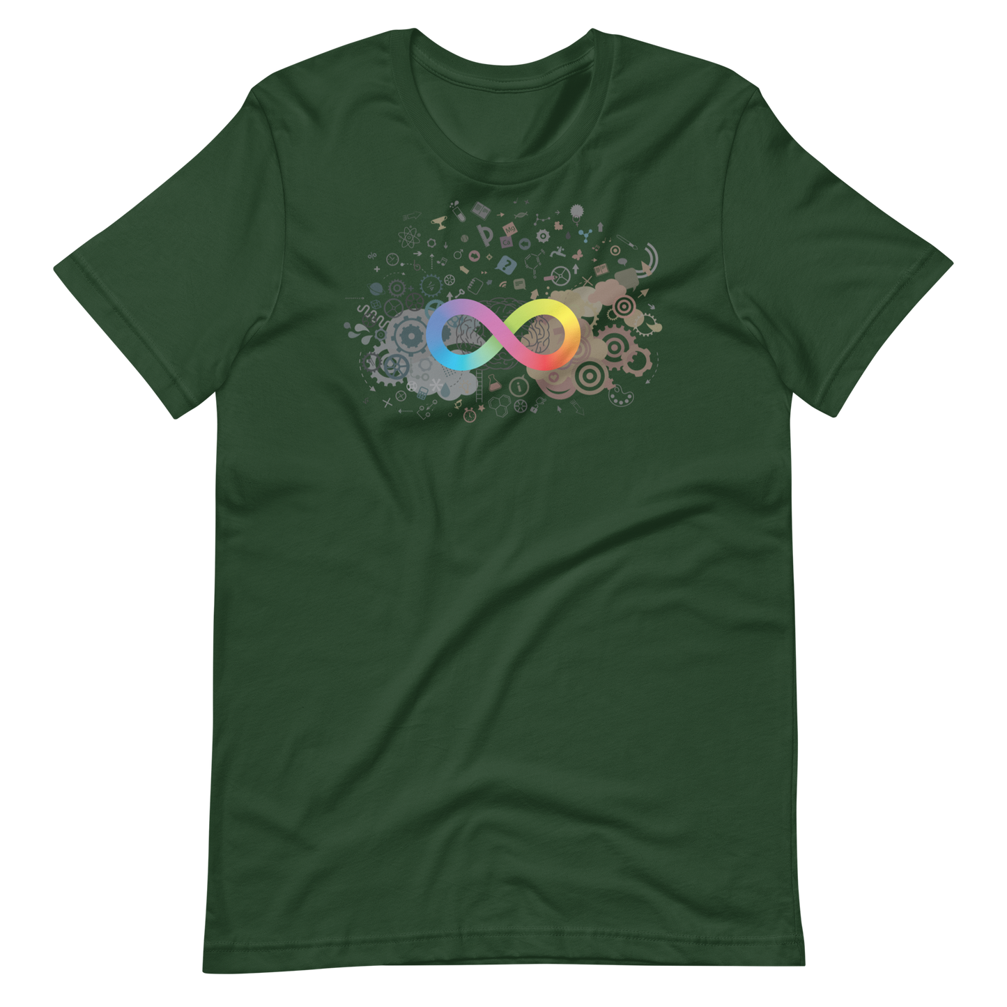 Neurodiversity Rainbow Infinity Unisex Tee in Forest