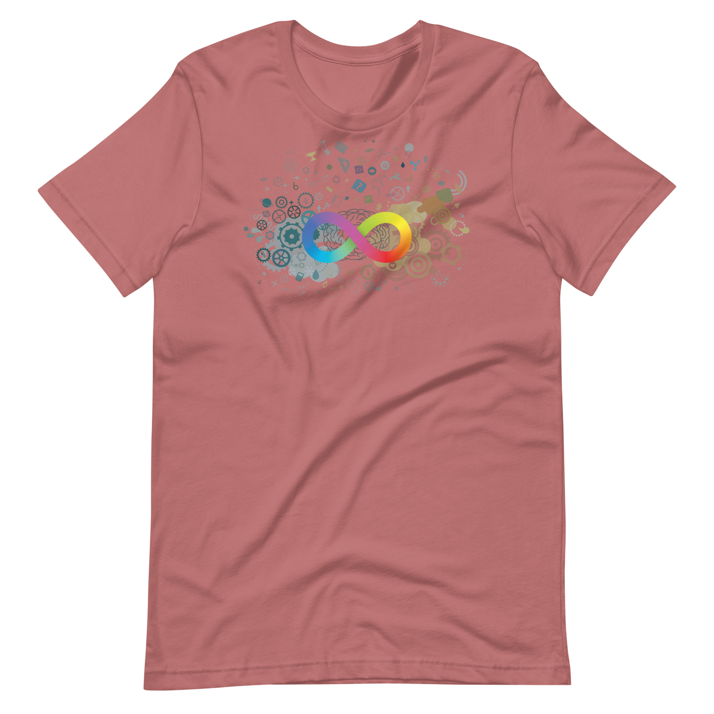 Neurodiversity Rainbow Infinity Unisex Tee in Mauve