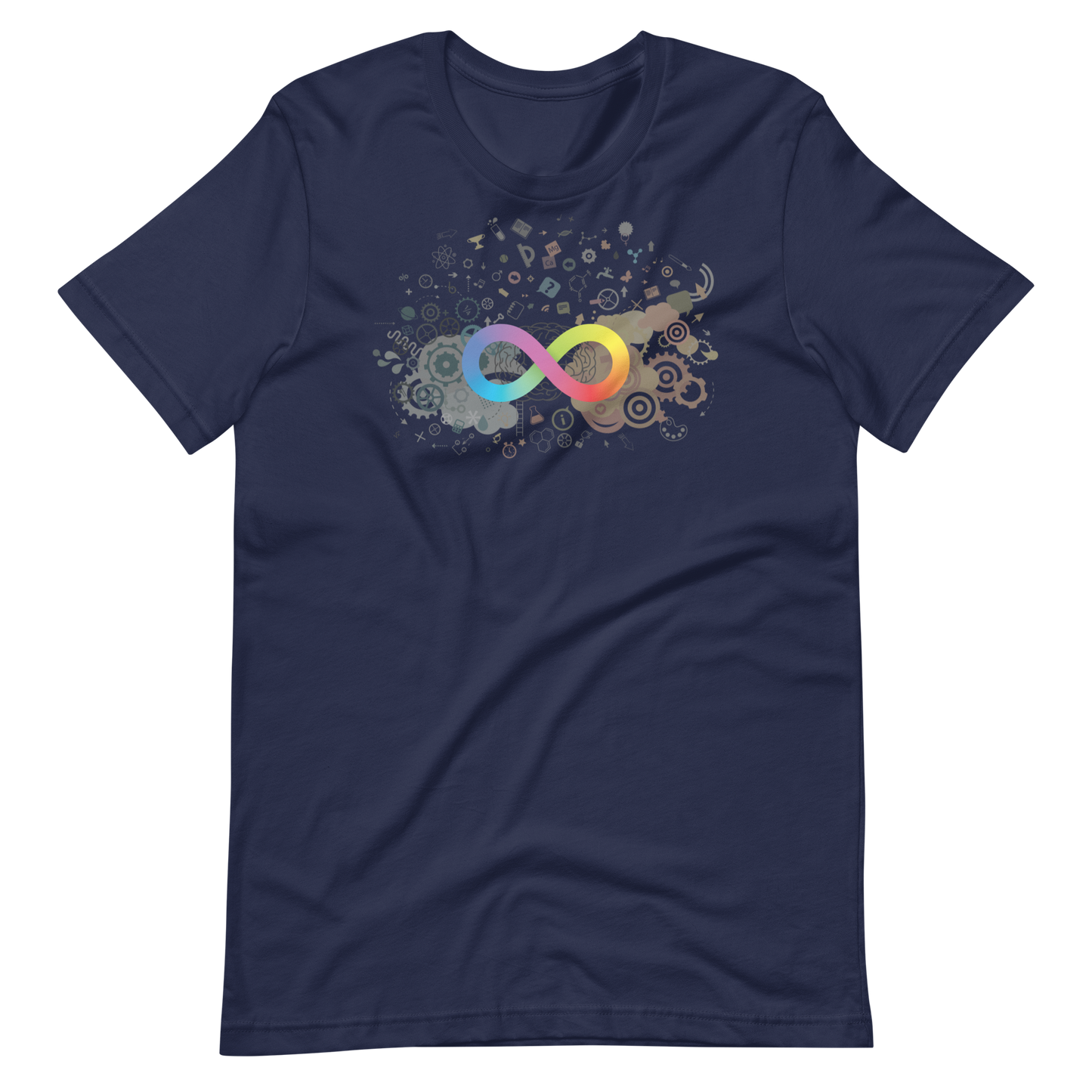 Neurodiversity Rainbow Infinity Unisex Tee in Navy