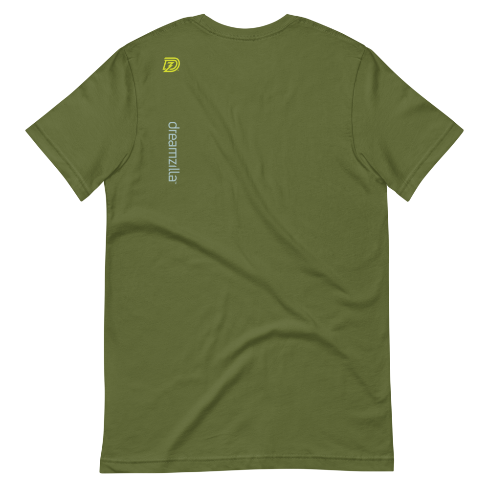 Back of Be Your Biggest Baddest Self Unisex Short Sleeve Tee in Olive