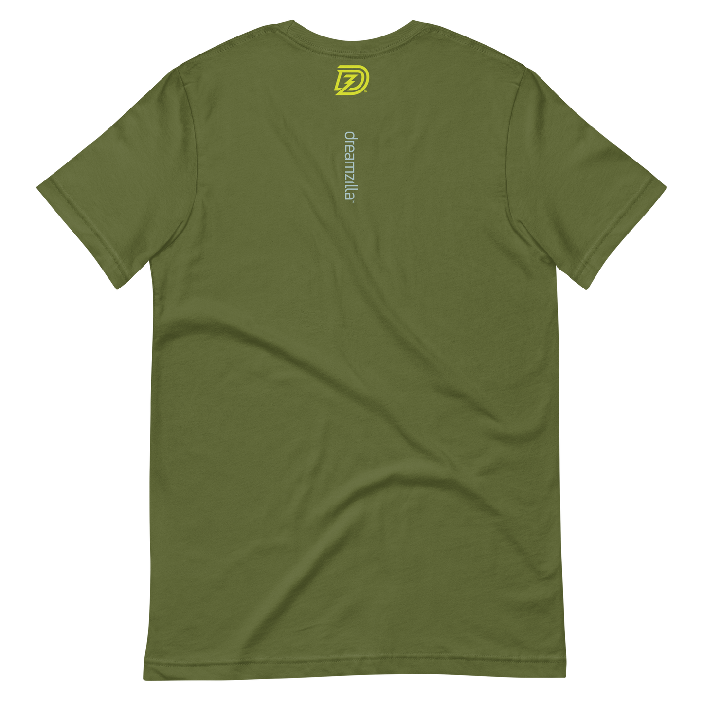 Back of Neurodiversity Rainbow Infinity Unisex Tee in Olive