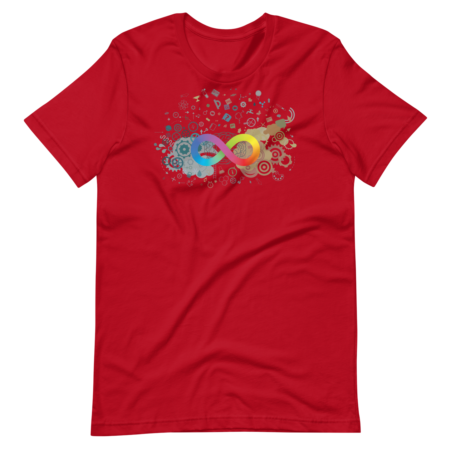 Neurodiversity Rainbow Infinity Unisex Tee in Red