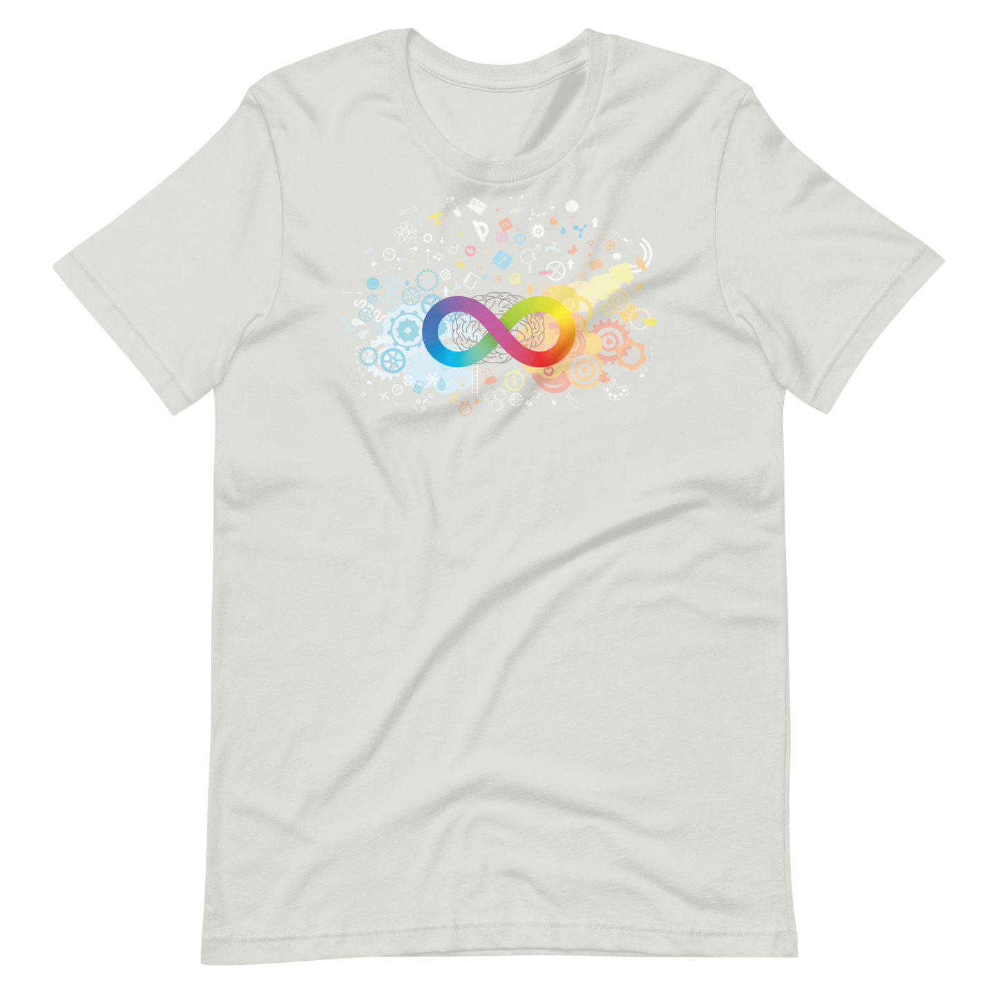 Neurodiversity Rainbow Infinity Unisex Tee in Silver