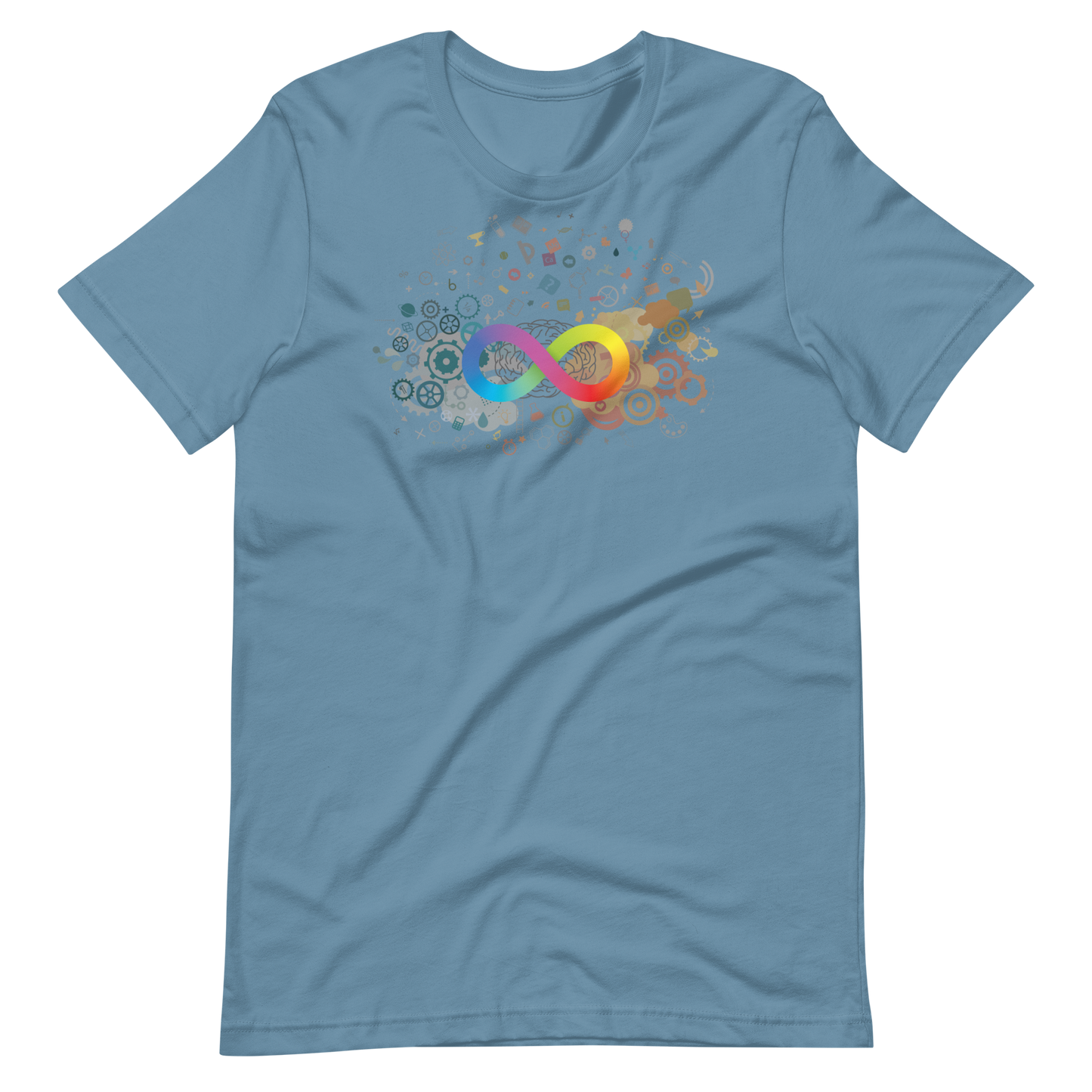 Neurodiversity Rainbow Infinity Unisex Tee in Steel Blue