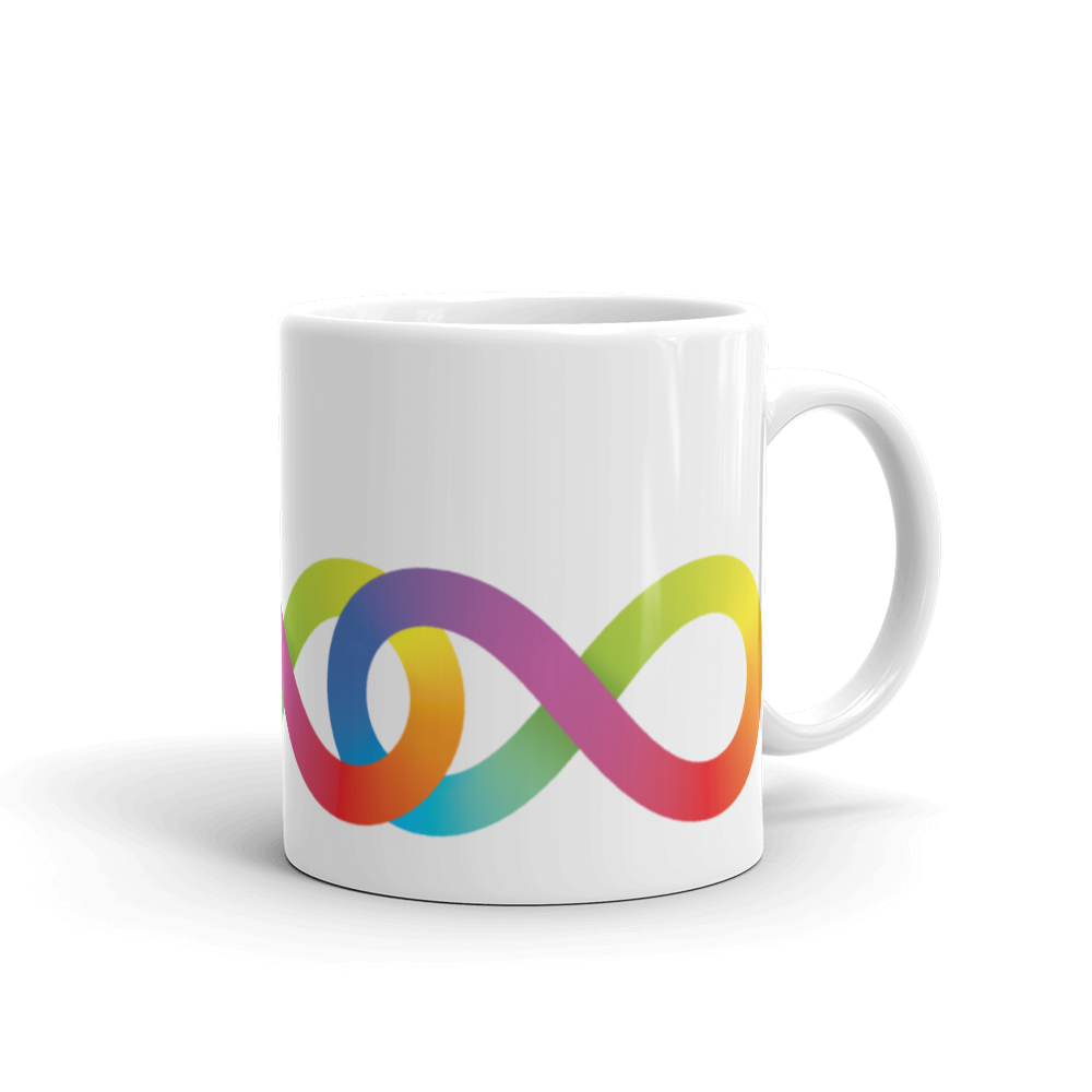 11oz Neurodiversity Linked Rainbow Infinity Mug