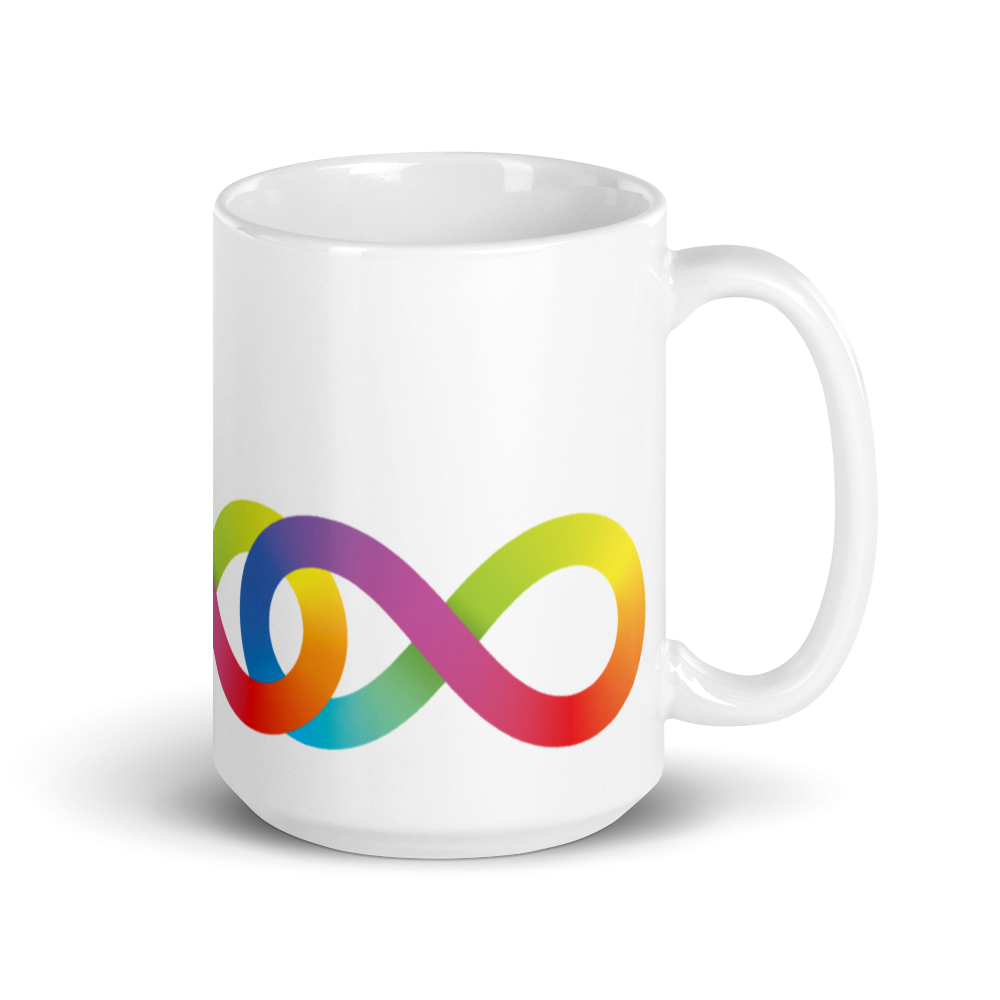 15oz Neurodiversity Linked Rainbow Infinity Mug