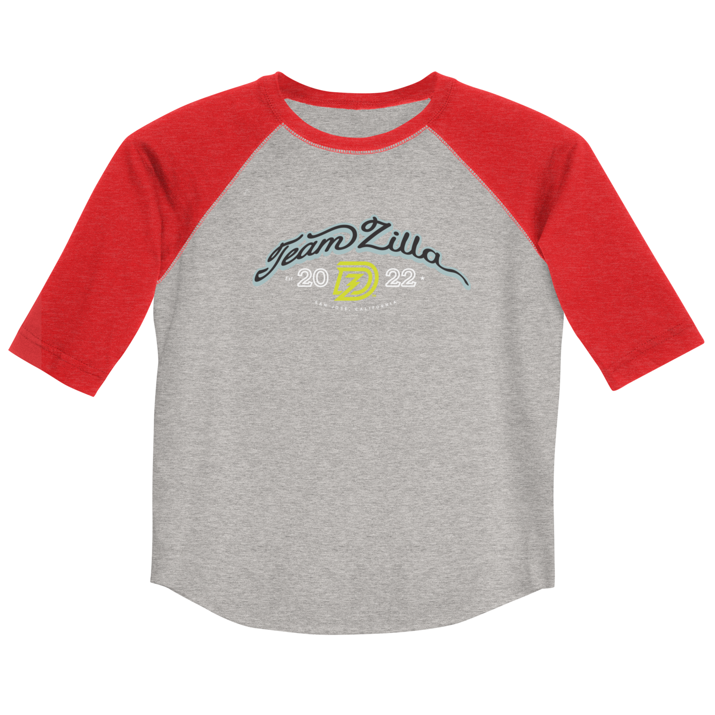 Team Zilla 2022 Youth Shirt in Vintage Heather with Vintage Red Sleeves