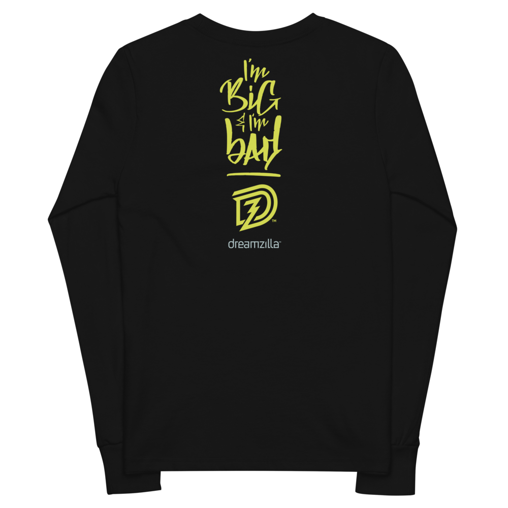 Back of Big and Bad - Youth Long Sleeve Tee in Black
