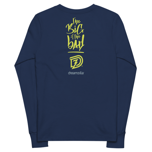 Back of Big and Bad - Youth Long Sleeve Tee in Navy