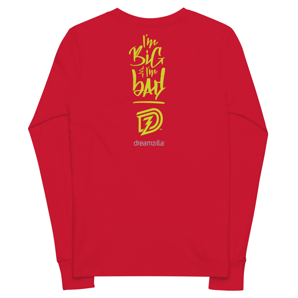 Back of Big and Bad - Youth Long Sleeve Tee in Red