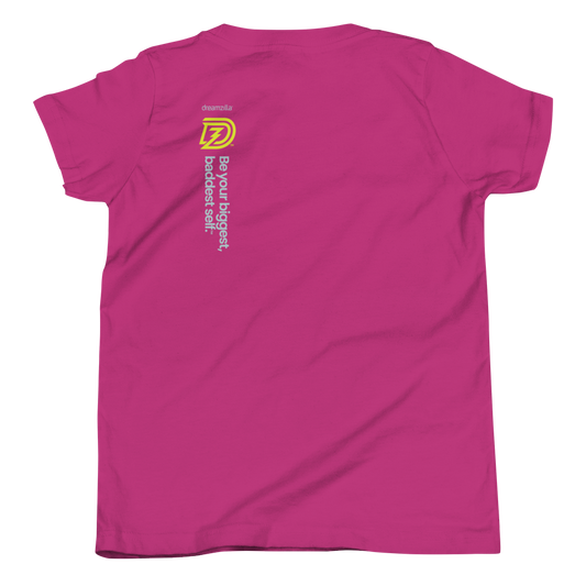 Back of Baby Zilla Youth Short Sleeve Tee in Berry